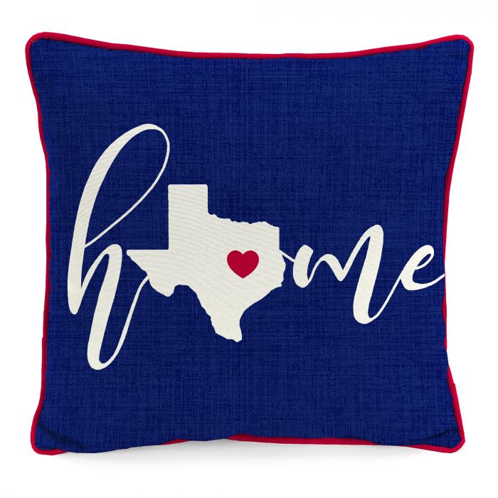 18 x 18 Navy Texas Home Novelty Square Knife Edge Outdoor Throw Pillow  with Welt