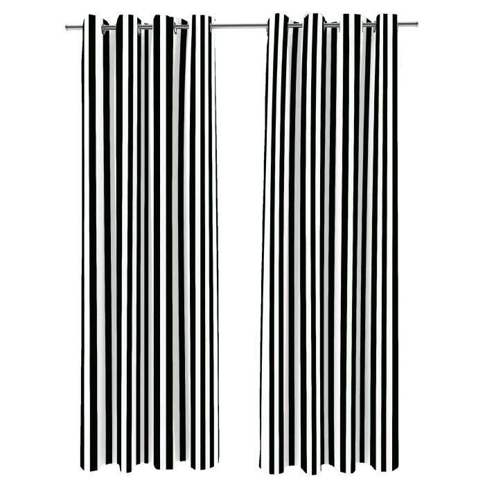 54 X 84 Black And White Stripe Curtain Panel Outdoor Jail House Stripes Onyx Coal Jet Gazebo Decor Cabana Pool Curtains With Grommets Jordan Manufacturing 3voc5484 3150q